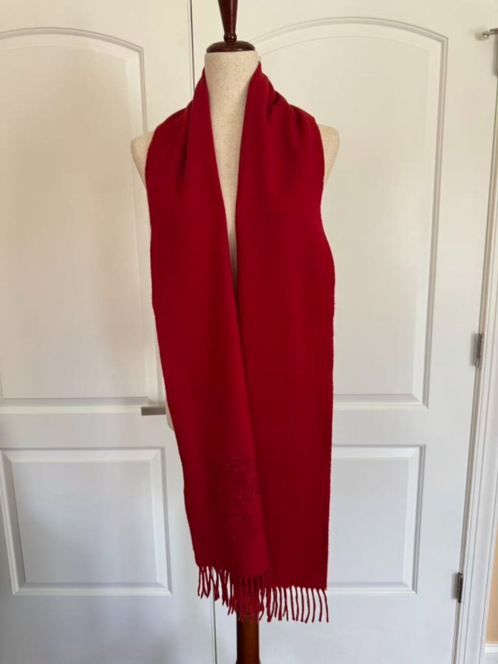 100% Authentic Burberry Red Cashmere Graphic Print Scarf